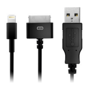 Connectors for iRig MIDI 2, include Lightning, USB and 30-pin (may be purchased separately).