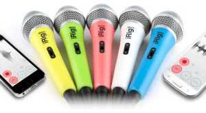 IK Multimedia's iRig Voice microphones. Low-cost, fun and flirty colors, made for beginners of recording vocals and karaoke stars!