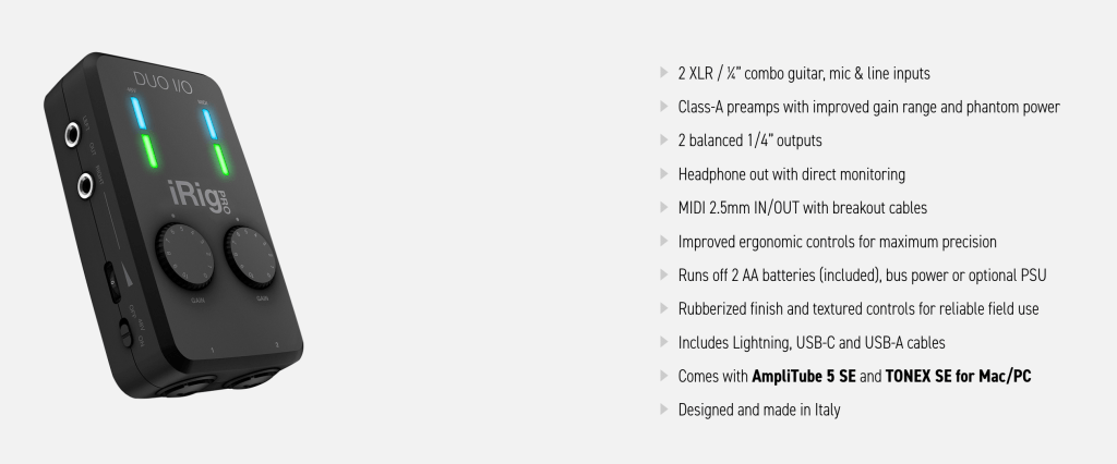 IK Multimedia iRig Pro Duo specs